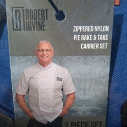 Zipper nylon pie bake and take carrier, set 2 piece. Robert Irvine.
