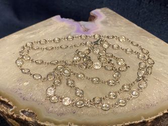Sterling bezel set cz chain necklace