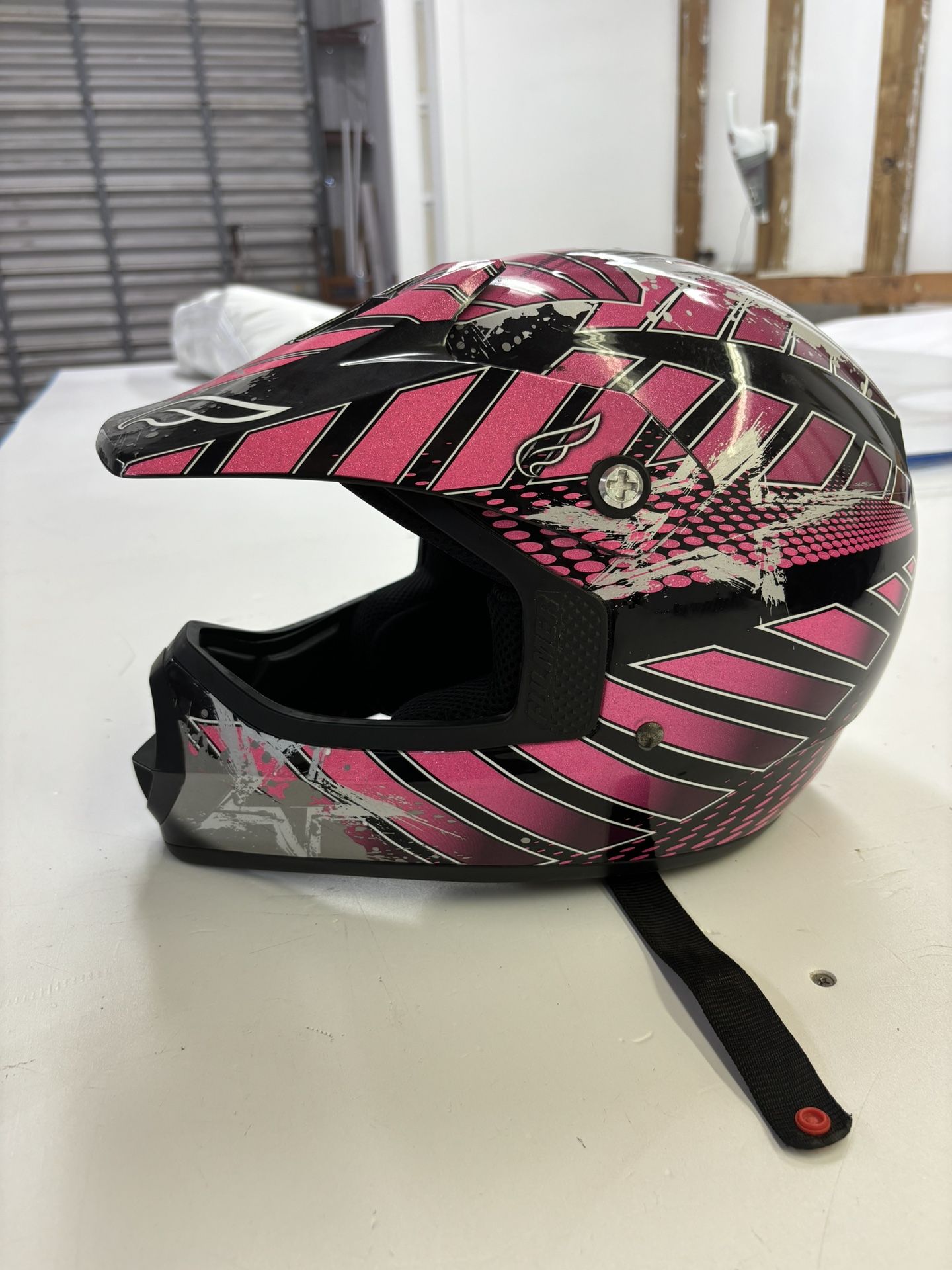 Fulmer JT1 Pink Maze Glitter Graphic Motocross Motorcycle Helmet Youth M