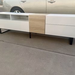 Nice Long 70” Low Profile Mid Century Modern Style Console Table on Metal Base