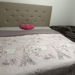 California King Bed - Mattress, Box Springs, Headboard and metal frame