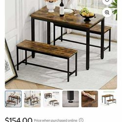 4 Seater Dining Set (Table + 2 Benches)