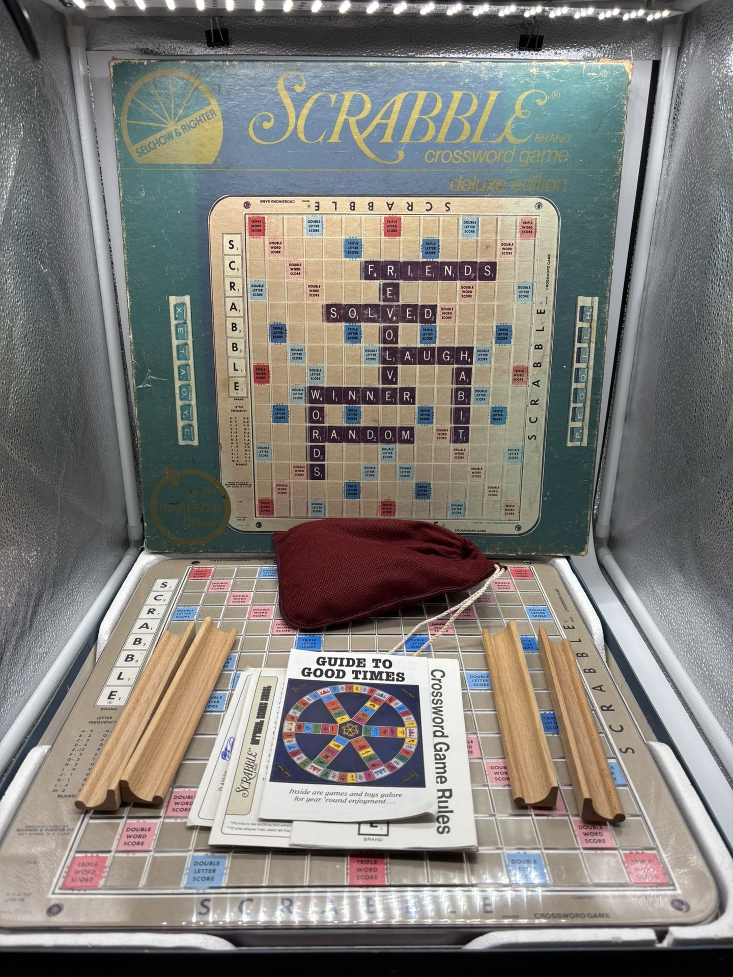 Scrabble Deluxe Edition Turntable Complete Selchow & Righter USA Vintage 1977