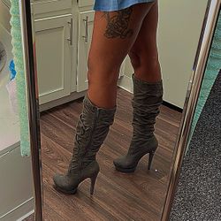 Michael Antonio- Gray thigh High Boots
