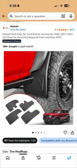 BRONCO 4dr Mud Flaps - Rear Only