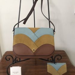 NWOT Kate Spade Multicolor Leather/Suede Crossbody Bag With Matching Wallet 🌹 