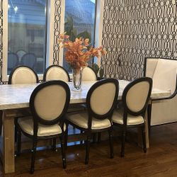 Set Of 6 Black & White Dinning Chairs - Moving Must Go 