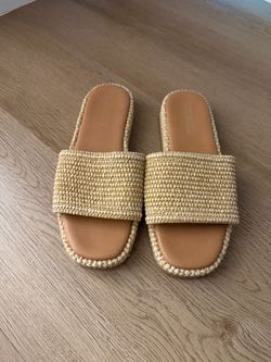 Woven Raffia Slide Sandals size 8