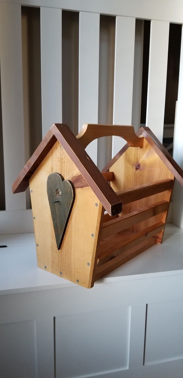Hand made real wooden magazine rack 19.5"W x 17"H x 8.5" D bottom size NEW