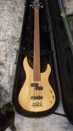 Custom 4 string fretless bass guitar