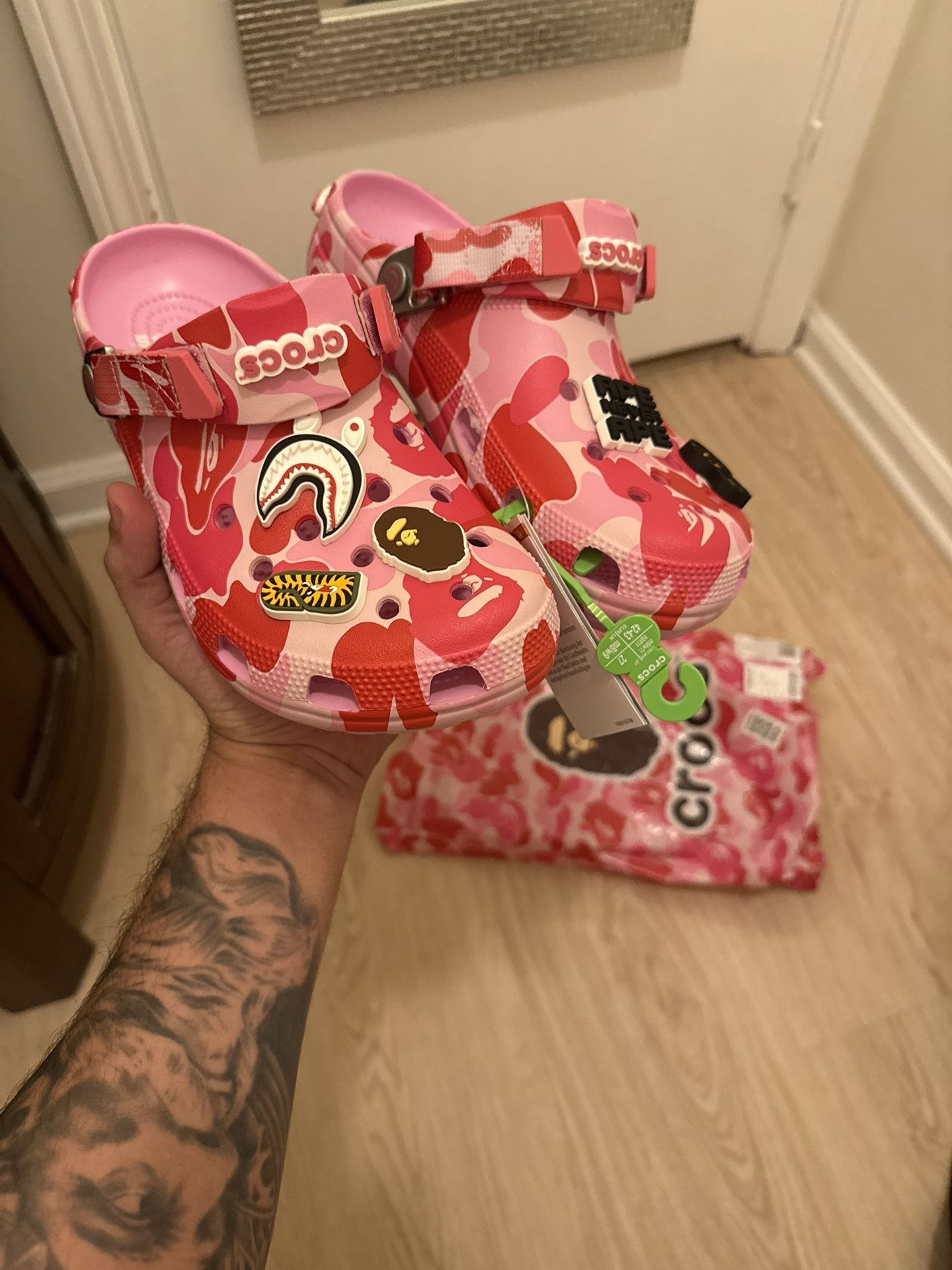 Pink BAPE X Crocs
