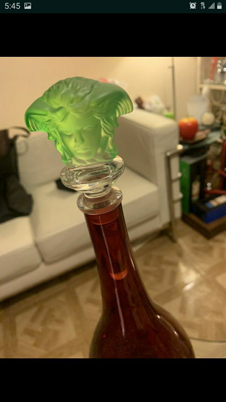 Versace bottle stopper by Rosenthal medusa crystal bottle stopper green
