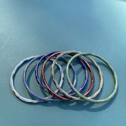 Set of 6 Vintage Multicolor Cloisonné Bangle Bracelets