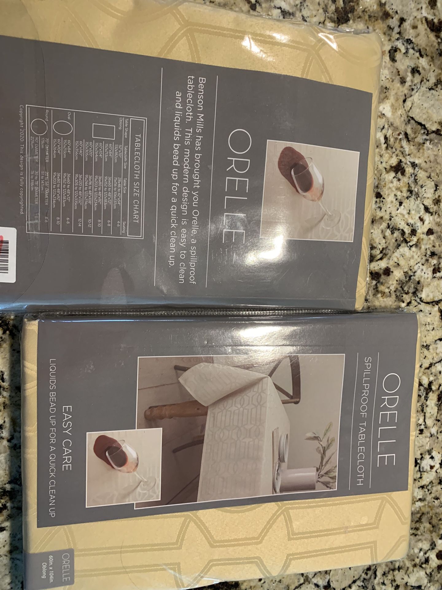 2 New Spill proof Fabric Tablecloth 60 By 104 Inches W/ Pattern, Oblong Shape, Easy Care