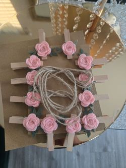 Pink Rose Decorative Clothespin (12)