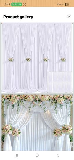 10 Panels White Backdrop Curtain for Parties Wedding Wrinkle Free White Photo Curtains Backdrops Drapes Fabric Decoration for Baby Shower Birthday Par