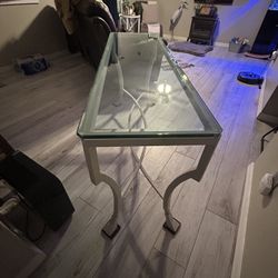 Iron Base, Thick Glass Top Sofa Table 