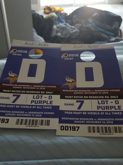 Redskins Vikings Parking Pass Tickets