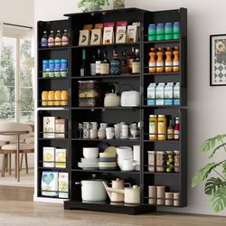 🔥ON SALE 72-inch tall kitchen storage pantry, 31.5-inch wide modern wooden cabinet $140