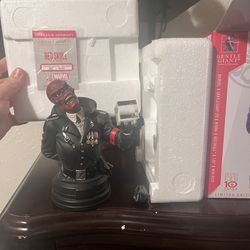 Red Skull Bust Statue 