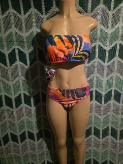 New Orange Flower Bikini Set Stretch Size XL 