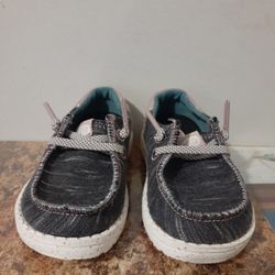 Hey Dude Wendy Funk Jersey Toddle Shoe Sz K7 Casual Heather Black Slip-On 