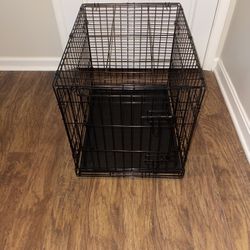 BLACK METAL PORTABLE SMALL DOG CRATE WITH LINER