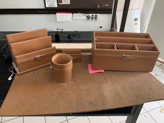 Real leather office desk set