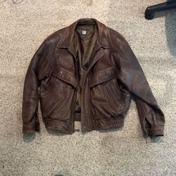 Greg Bell Men’s Leather Bomber Jacket Large