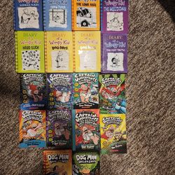 Dog Man, Captain Underpants, and Diary Of A Wimp Kid Books.