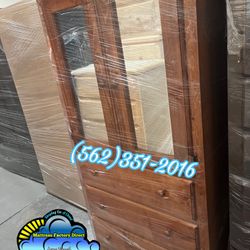 Tall Closet Wardrobe Dresser Ropero New Oak With Mirror Armoir 