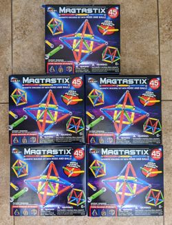 Magtastix Magnetic Building Set Rods and Balls, Magnet Toy,  45 Pieces Per Box