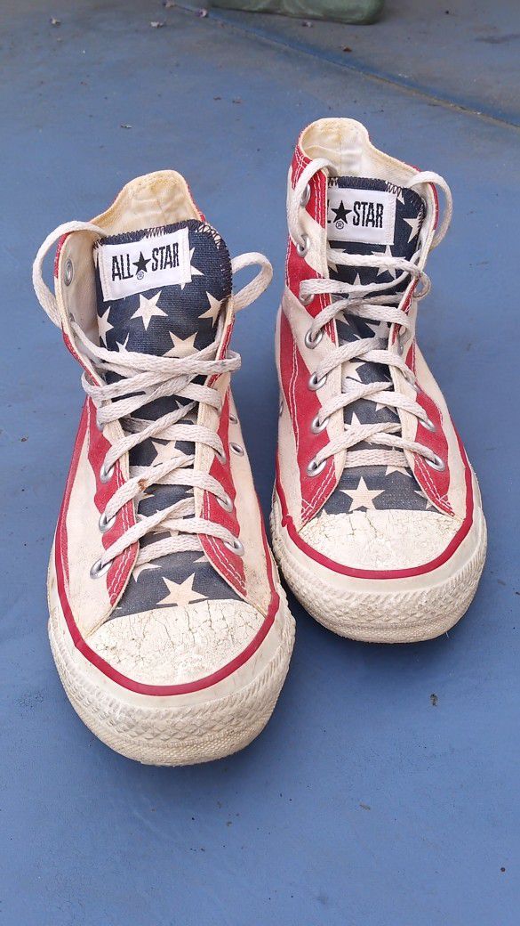 USA MADE Converse Chuck Taylors PATRIOTIC • RED WHITE & BLUE • for Sale in Tacoma, -