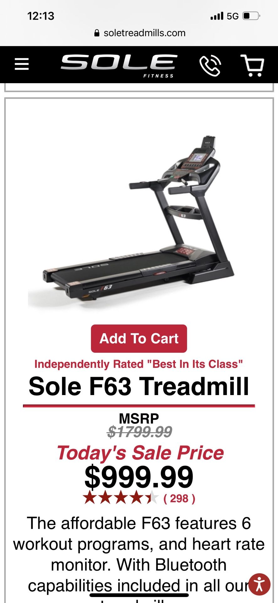 Treadmills F63 Sole TReadmill
