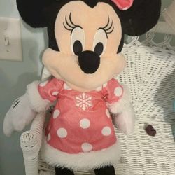 Large Disney Minnie Mouse Pink Polka Dotted Stuffed Animal Plush Collectible