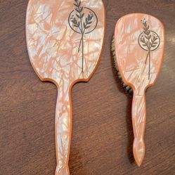 Vintage 1920's~1930's DuPont USA Lucite Art Deco Vanity Dresser Set~Mirror & Hairbrush