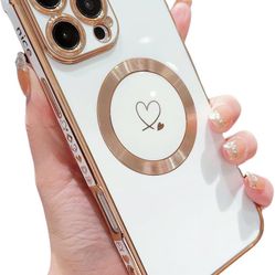 Compatible with iPhone 16 Pro Max Case for Women,[Compatible with MagSafe] Full Camera Protection Cute Heart Pattern Soft TPU Shockproof Bumper Case f
