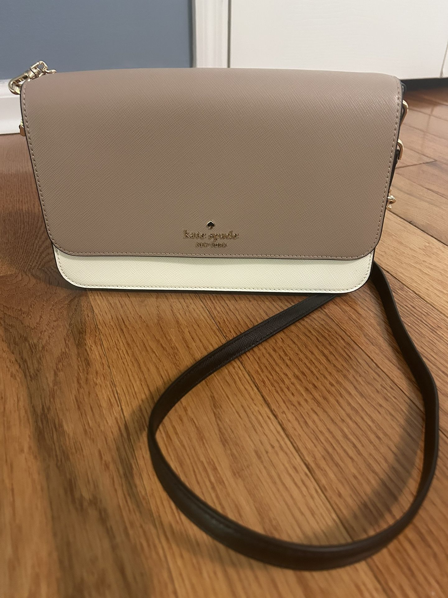Kate Spade Tan and White Crossbody Bag