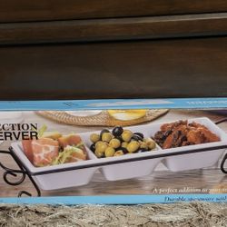 NEW 3 Section Ceramic Server with Stand