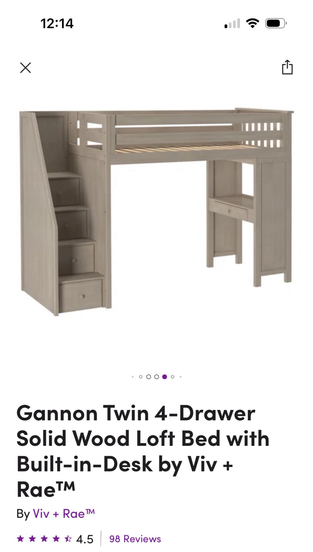 Twin Solid Wood Loft Bed with Built-in- Desk