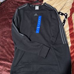 Men’s Adidas Sweatshirt Black With Grey Stripes (BRAND NEW)
