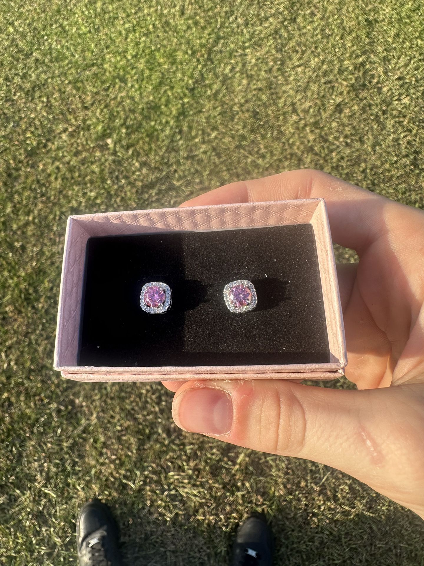VSS1 Pink Moissanite Stud Earrings (BEST OFFER)