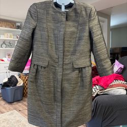 Women's Burberry Collarless Tweed Coat Dress