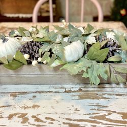 Beautiful Artificial Flowers And Pumpkins Center Piece 