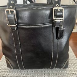 Coach Hamptons Black Leather Tote