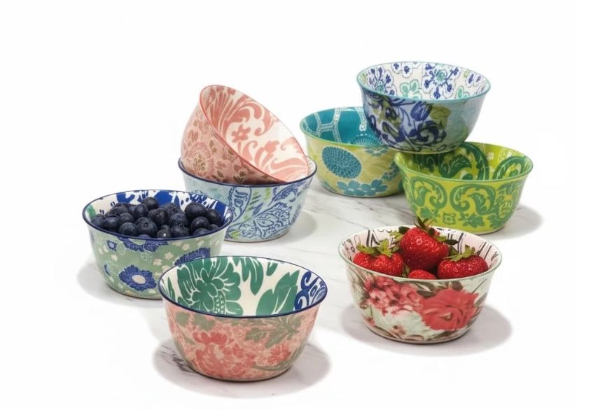 Provence Stoneware Ceramic Bowls 10-Piece Set Microwave & Dishwasher Safe New In Box
