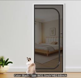 Premium 1pc Zippered Screen Door, U-Shaped Zipper Section with Thickened Mesh for Mosquito, Cat, and Dog Protection, Anti-Escape Net for Home, Bedroom