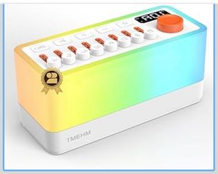 1-2 3-in-1 Sleep Sound Machine with 8 Mixable Nature Sounds, Portable Bluetooth Speaker & 12-Color Night Light, White Noise, Sleep Timer & Breathing E