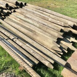 (50+) 3.5”-4” Round Pressure Treated Wood Posts 