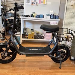 Grey Electric Scooter With Basket